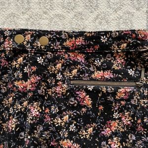 black & floral corduroy skirt